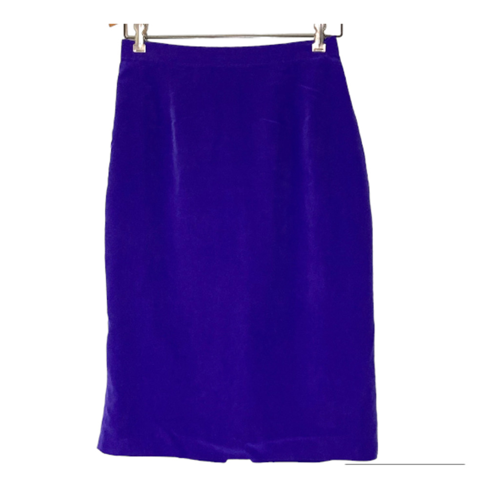 Vintage Purple SILK Skirt - Straight Cut Knee Length Skirt - 28 30 Waist - Picture 1 of 10
